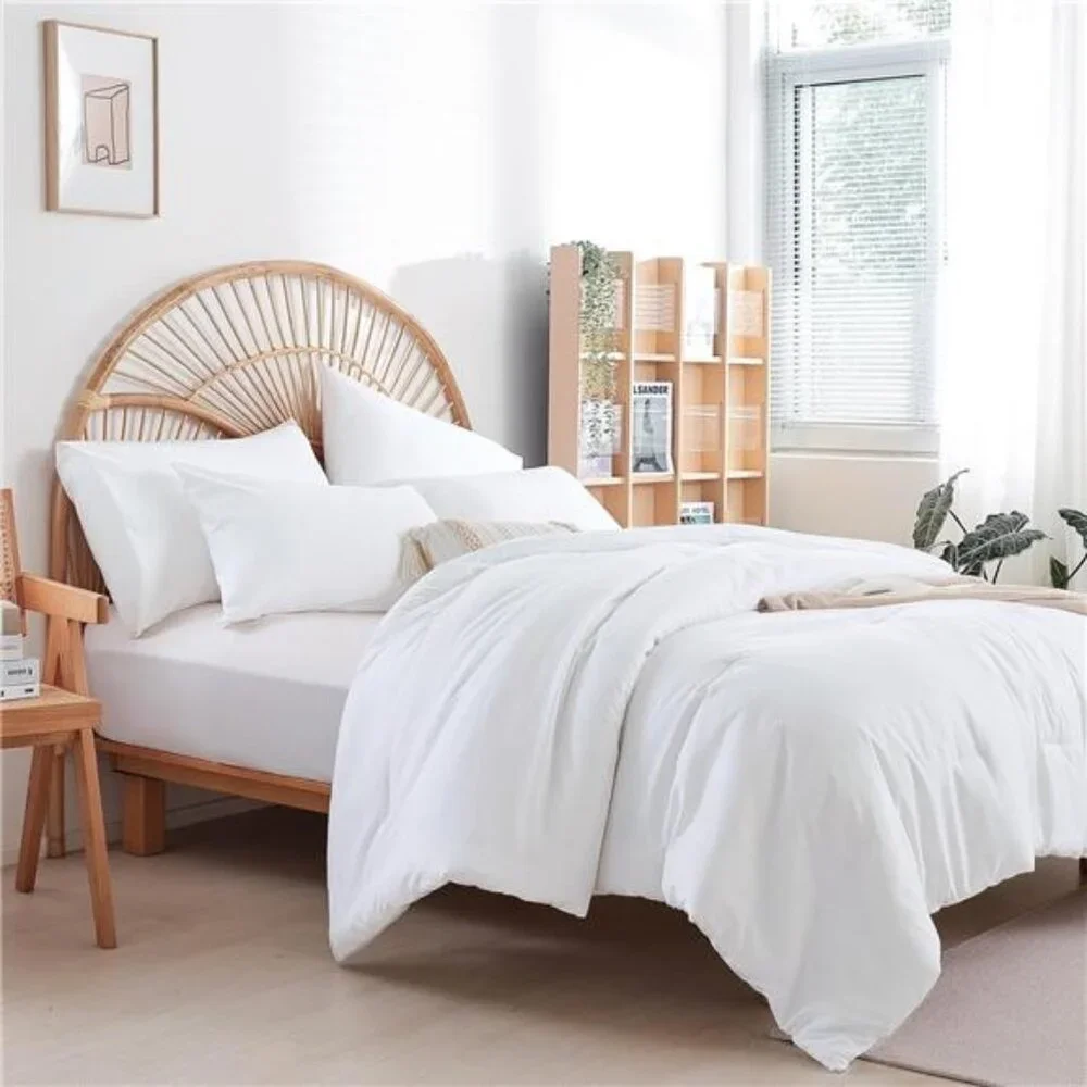 Full Size Comforter White Modern 3PCS Microfiber Full Size Comforter Sets